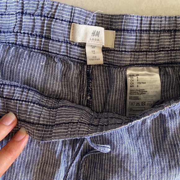 H&M Blue Striped Linen Joggers - L - Picture 6 of 7